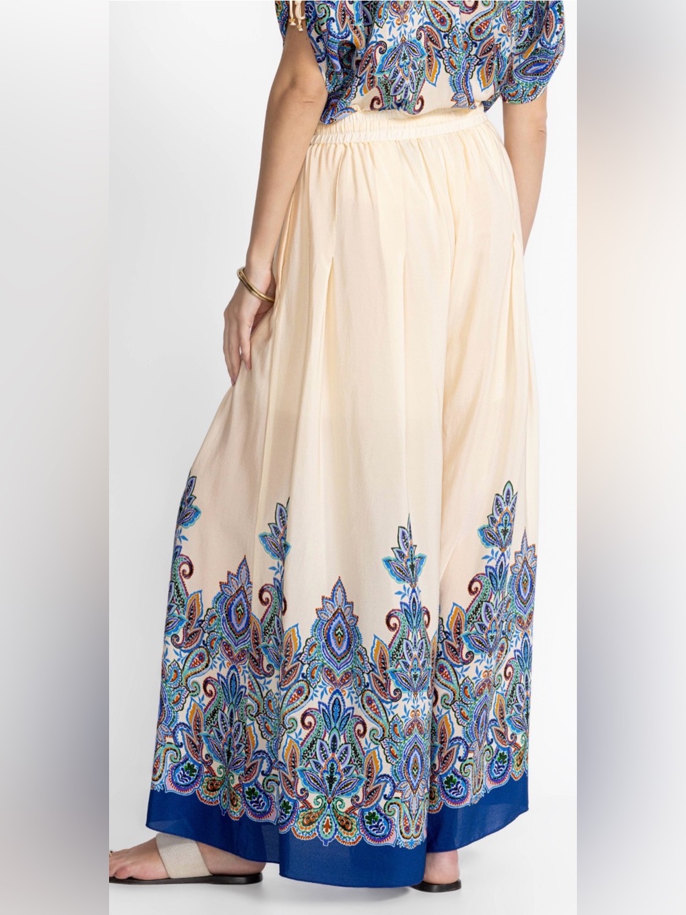 NWT Johnny Was Wide-Leg Pleated Silk Pants Sz M- L - Picture 4 of 5